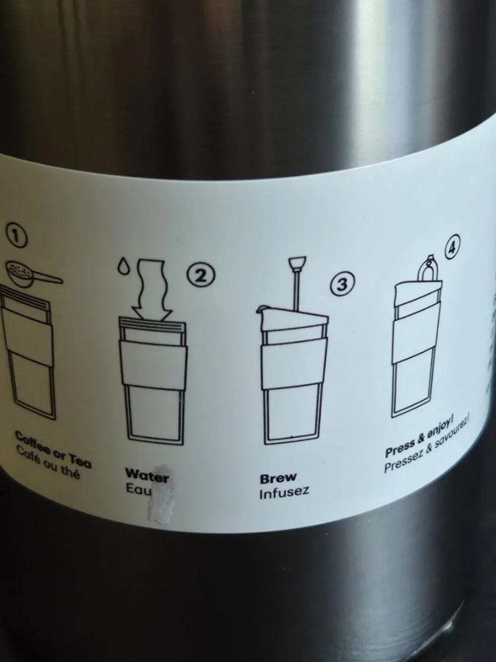 Bodum Travel French Press Stainless Steel & Red Coffee & Tea Maker Tumbler 15oz